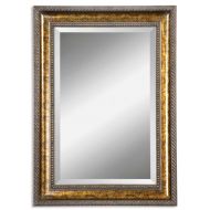 Diva At Home 49 Decorative Bronze Leaf Wood Framed Beveled Rectangular Wall Mirror