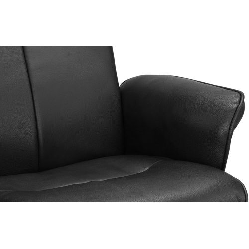  Divano Roma Furniture Modern Living Room Faux Leather Recliner Chair with Footstool, Reclining Swivel Office Chair, Gaming Chair (Black)