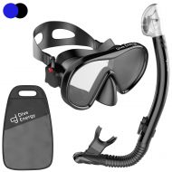 Dive Energy Adult Dry Snorkel Set - Anti-Fogging Protection & Tempered Glass - Clear View Scuba Diving Mask and Easy Breathing No Leaks Snorkel + Carry Bag