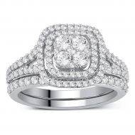 10k White Gold 1ct TDW Diamond Bridal Set Ring