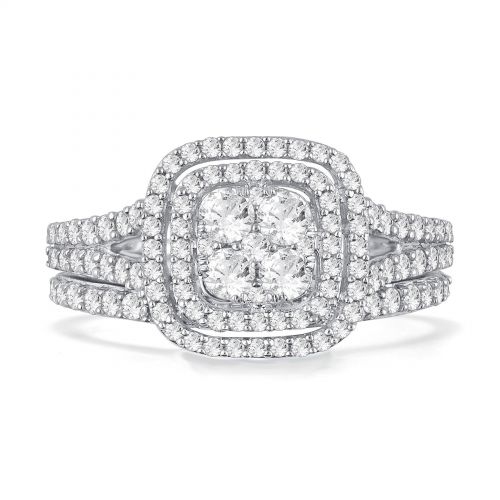  10k White Gold 1ct TDW Diamond Bridal Set Ring