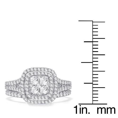  10k White Gold 1ct TDW Diamond Bridal Set Ring