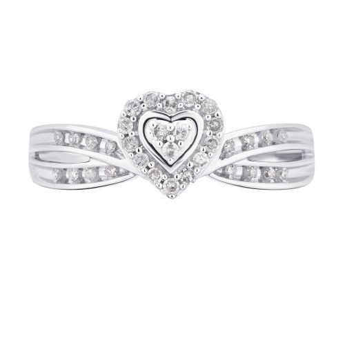  Divina 10k White Gold 14ct TDW White Diamond Heart Shape Bridal Set (I-J, I2-I3) by Divina
