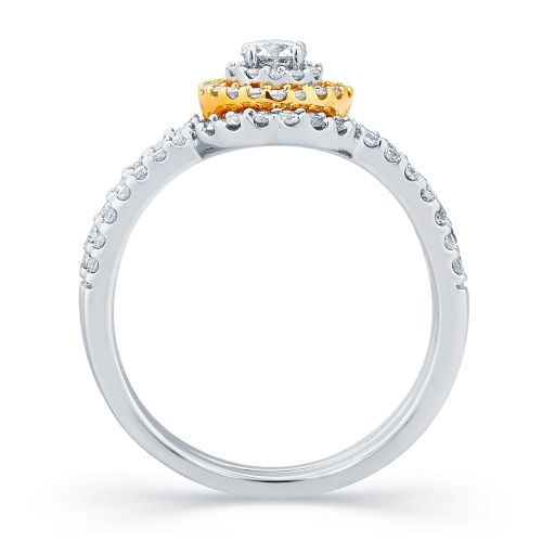  Divina 14k Two-tone Gold 12ct Diamond Halo Bridal Set by Divina