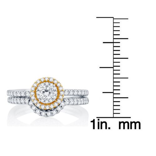  Divina 14k Two-tone Gold 12ct Diamond Halo Bridal Set by Divina