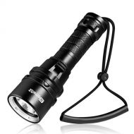 Genwiss Scuba Diving Flashlight Dive Torch 2000 Lumen Waterproof Underwater XM-L2 LED Submarine Lights Holder with Rechargeable 18650 Battery, Charger for Under Water Deep Sea Cave