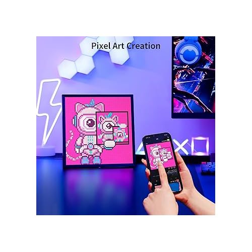  Divoom Pixoo-64 - WiFi Pixel Cloud Digital Frame with APP Control,64 X 64 LED Panel Display Frame for Gaming Room Decoration/Social Media Fans Counter