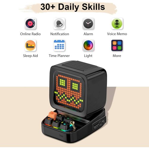  Divoom Ditoo Retro Pixel Art Game Bluetooth Speaker with 16X16 LED App Controlled Front Screen (Black)