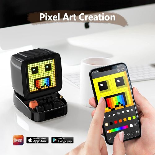  Divoom Ditoo Retro Pixel Art Game Bluetooth Speaker with 16X16 LED App Controlled Front Screen (Black)