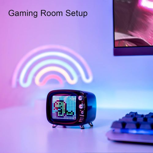  Divoom Mini Retro Bluetooth Speaker with 16x16 LED Display APP Control- Cool Animation & Gaming Room Setup & Bedside Alarm(Black)