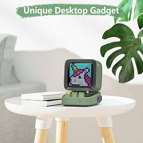  [아마존베스트]Divoom Ditoo Multifunctional Pixel Art LED Bluetooth Speaker, 256 Programmable LED Panel with Party Light, Smart Digital Table Clock, Gaming Music Box Support TF Card & Radio, Gree