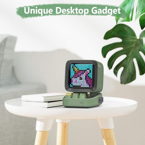  [아마존베스트]Divoom Ditoo Multifunctional Pixel Art LED Bluetooth Speaker, 256 Programmable LED Panel with Party Light, Smart Digital Table Clock, Gaming Music Box Support TF Card & Radio, Gree