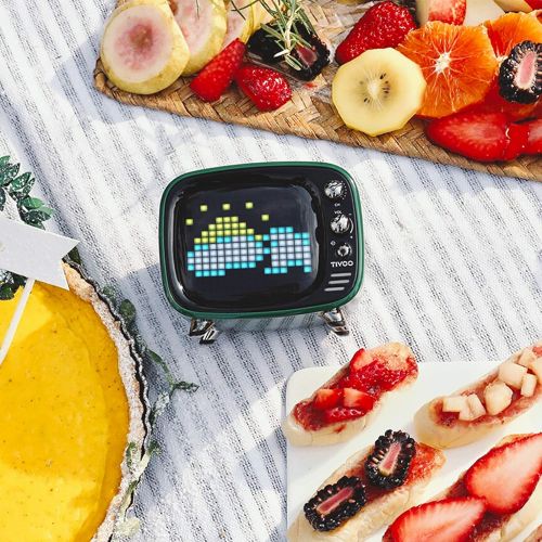  Divoom Pixel Art Bluetooth Speaker - Tivoo Retro 16x16 Pixel Art DIY Box. Full RGB Programmable LED by APP Control, Support Android & iOS. Bluetooth Speaker Support TF Card & AUX. Great F