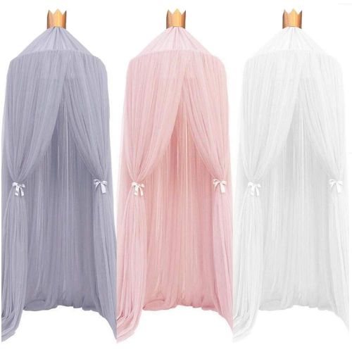  Dix-Rainbow Princess Bed Canopy Net for Kids Baby Bed, Round Dome Kids Indoor Outdoor Castle Play Tent Hanging House Decoration Reading Nook Cotton Mauve Rose