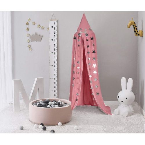  Dix-Rainbow Princess Bed Canopy Net for Kids Baby Bed, Round Dome Kids Indoor Outdoor Castle Play Tent Hanging House Decoration Reading Nook Cotton Mauve Rose