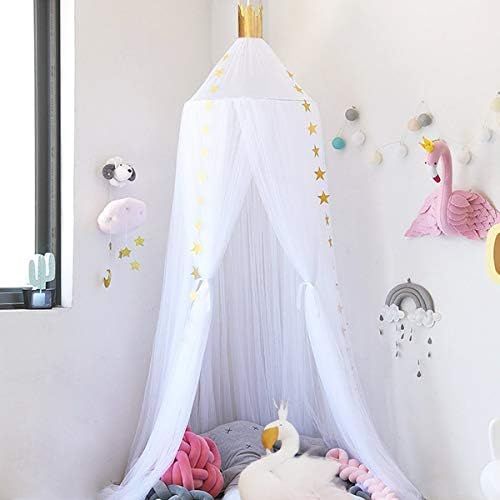  [아마존베스트]Dix-Rainbow Kids Bed Canopy Princess Girls Canopy Baby Bed Net Baby Crib Netting for Mosquito Lace Mesh Round Dome Curtains Boys Reading Canopy Play Tent Game House