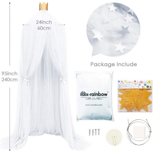  [아마존베스트]Dix-Rainbow Kids Bed Canopy Princess Girls Canopy Baby Bed Net Baby Crib Netting for Mosquito Lace Mesh Round Dome Curtains Boys Reading Canopy Play Tent Game House