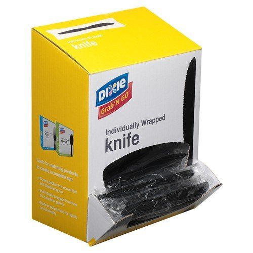  Dixie Individually Wrapped 7 Medium-Weight Polystyrene Plastic Knife by GP PRO (Georgia-Pacific), Black, KM5W540, 540 Count (90 Knives Per Box, 6 Boxes Per Case)