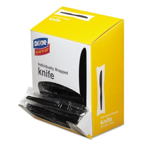  Dixie Individually Wrapped 7 Medium-Weight Polystyrene Plastic Knife by GP PRO (Georgia-Pacific), Black, KM5W540, 540 Count (90 Knives Per Box, 6 Boxes Per Case)