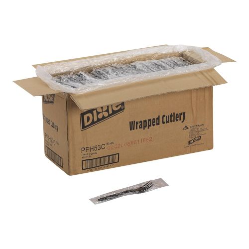  Dixie Individually Wrapped 6 Heavy-Weight Polypropylene Plastic Fork by GP PRO (Georgia-Pacific), Black, PFH53C, (Case of 1,000)
