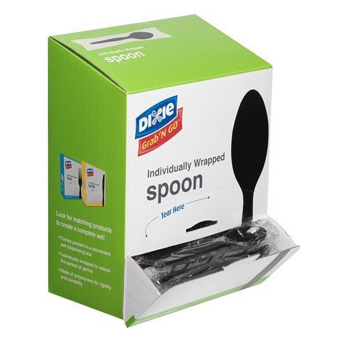  Dixie Individually Wrapped 5.6 Medium-Weight Polystyrene Plastic Teaspoon by GP PRO (Georgia-Pacific), Black, TM5W540, 540 Count (90 Spoons Per Box, 6 Boxes Per Case)