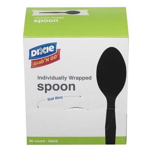  Dixie Individually Wrapped 5.6 Medium-Weight Polystyrene Plastic Teaspoon by GP PRO (Georgia-Pacific), Black, TM5W540, 540 Count (90 Spoons Per Box, 6 Boxes Per Case)