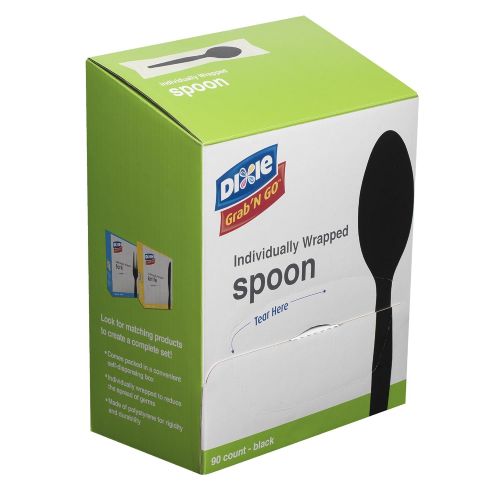  Dixie Individually Wrapped 5.6 Medium-Weight Polystyrene Plastic Teaspoon by GP PRO (Georgia-Pacific), Black, TM5W540, 540 Count (90 Spoons Per Box, 6 Boxes Per Case)
