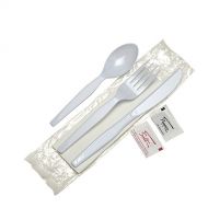 Dixie Wrapped Medium-Weight Polystyrene Plastic Fork, Knife, Teaspoon, Napkin, Salt And Pepper, Cutlery Kit by GP PRO (Georgia-Pacific), Whte, CM26NSPC7,(Case of 250 Kits)