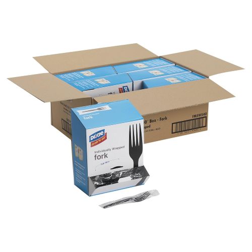  Dixie Individually Wrapped 6.104 Medium-Weight Polystyrene Plastic Fork by GP PRO (Georgia-Pacific), Black, FM5W540, 540 Count (90 Forks Per Box, 6 Boxes Per Case)