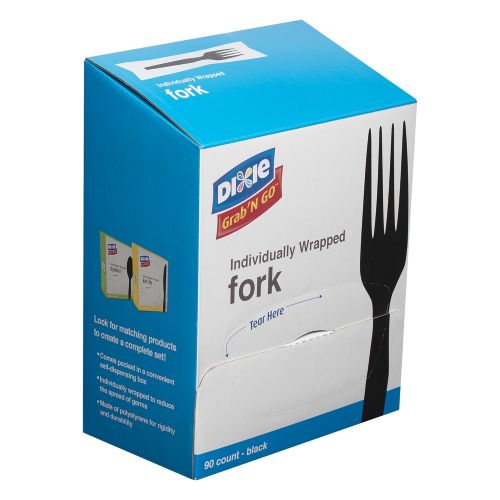  Dixie Individually Wrapped 6.104 Medium-Weight Polystyrene Plastic Fork by GP PRO (Georgia-Pacific), Black, FM5W540, 540 Count (90 Forks Per Box, 6 Boxes Per Case)