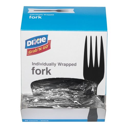  Dixie Individually Wrapped 6.104 Medium-Weight Polystyrene Plastic Fork by GP PRO (Georgia-Pacific), Black, FM5W540, 540 Count (90 Forks Per Box, 6 Boxes Per Case)