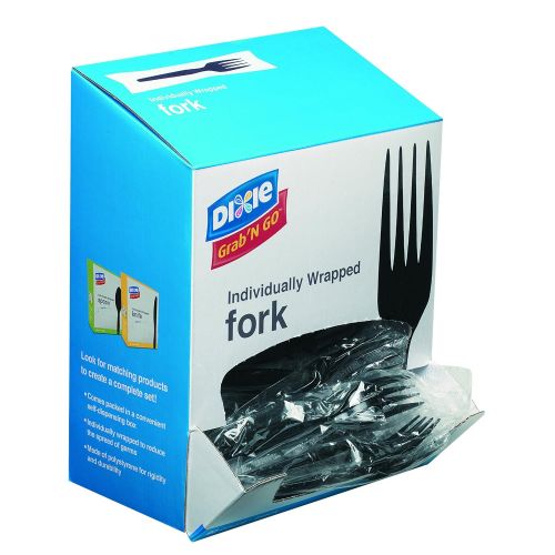  Dixie Individually Wrapped 6.104 Medium-Weight Polystyrene Plastic Fork by GP PRO (Georgia-Pacific), Black, FM5W540, 540 Count (90 Forks Per Box, 6 Boxes Per Case)