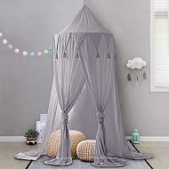 [아마존베스트]Dix-Rainbow Bed Canopy Lace Mosquito Net Unique Pendant Play Tent Bedding for Kids Playing Reading with Children Round Dome Netting Curtains Baby Boys Girls Games House - Gray