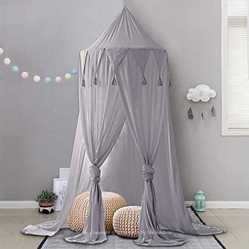  [아마존베스트]Dix-Rainbow Bed Canopy Lace Mosquito Net Unique Pendant Play Tent Bedding for Kids Playing Reading with Children Round Dome Netting Curtains Baby Boys Girls Games House - Gray