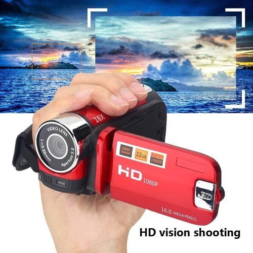  Diyeeni Handheld Video Camcorder 1080P FHD 16x Digital Zoom, Trabar DV Digital Camera with COMS Sensor, Built-in Speaker, 270 ° Rotary Screen, Video Camera(Red)