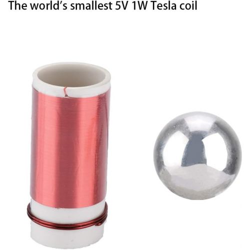  Diyeeni 5V 1W Tesla Coil Super Mini Self-Excitation Tesla Coil for Wireless Transmission Experiments Test DIY Electronic Practice Kit High Frequency AC Power, Electronic Learning Education