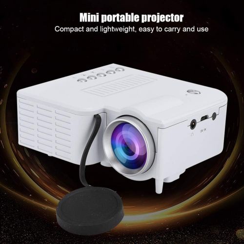  Diyeeni Mini Portable Projector, Full HD 1080P Miniature Projector, Movie Projector Video Projector, with Aluminum Radiator, AV/USB/Memory Card Interface(White)