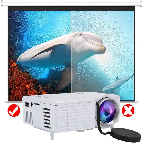  Diyeeni Mini Portable Projector, Full HD 1080P Miniature Projector, Movie Projector Video Projector, with Aluminum Radiator, AV/USB/Memory Card Interface(White)