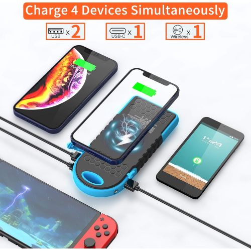  Dizaul Solar Charger, 5000mAh Portable Solar Power Bank Waterproof/Shockproof/Dustproof Dual USB Battery Bank Compatible with All Smartphones,iPhone,Samsung,Android Phones,Windows