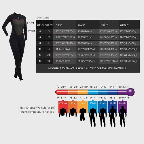  Dizokizo 3mm Wetsuit Women Neoprene Long Sleeves Full Wetsuit for Diving Surfing Kayaking Snorkeling