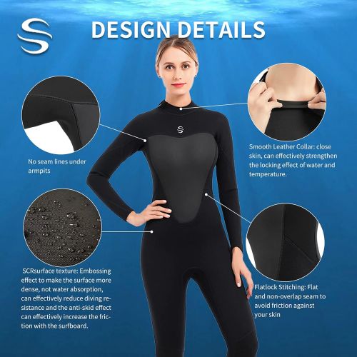  Dizokizo 3mm Wetsuit Women Neoprene Long Sleeves Full Wetsuit for Diving Surfing Kayaking Snorkeling