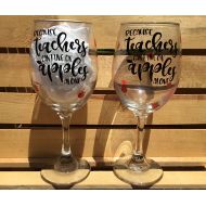DizzyLizzysCustoms Because teachers cant live on apples alone Custom 20 oz Personalized Wine Glass