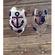 DizzyLizzysCustoms Get Nauti Nautical Custom 20 oz Wine Glass