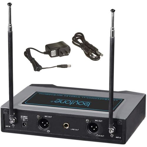 보이톤 Boytone BT-44VP Dual Digital Channel Wireless Microphone plus Headset Mic Set System - VHF Fixed Frequency Wireless Mic Receiver, for Party, DJ, Church, with Aluminum carrying case