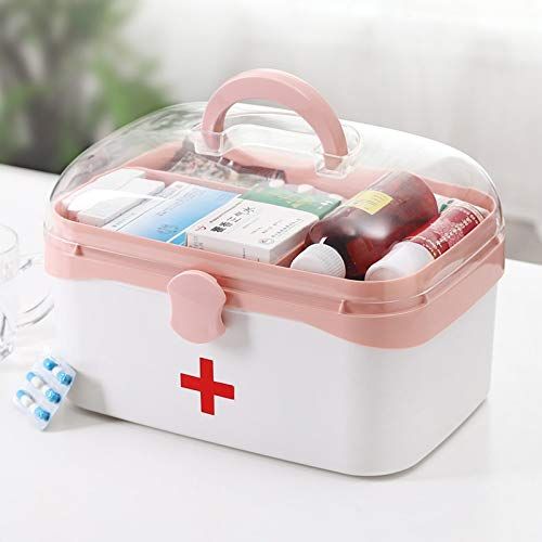  Djyyh Double Layer First Aid Kit, Medicine Box Storage Sundries Box for Home, Travel, Camping, Office and The Workplace (Size : S)
