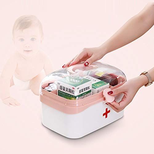  Djyyh Double Layer First Aid Kit, Medicine Box Storage Sundries Box for Home, Travel, Camping, Office and The Workplace (Size : S)