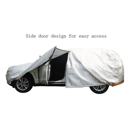  Djyyh Small Car Cover - Breathable Waterproof Rain Uv Sun All Weather Protection Indoor Outdoor Full Size Snow Covers with Zipper Mirror Pocket Custom Fit Skoda YETI SUV - Silver (