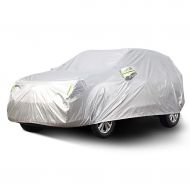 Djyyh Fully Waterproof Breathable SUV Car Cover - Cotton Lined - Heavy Duty - Silver (Medium- for Toyota Prado) (Size : 2016)