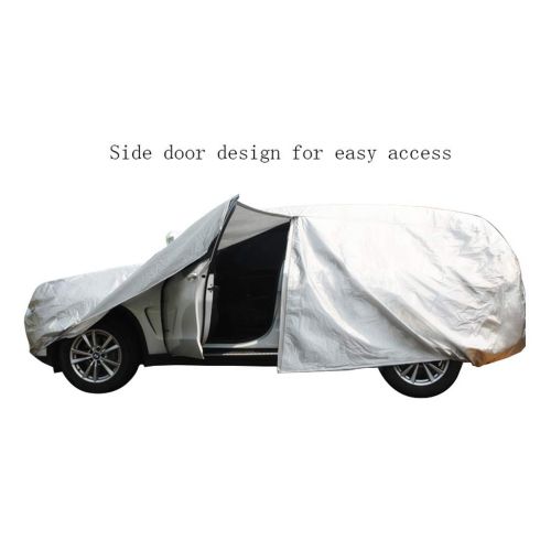  Djyyh Fully Waterproof Breathable SUV Car Cover - Cotton Lined - Heavy Duty - Silver (Medium- for Toyota Prado) (Size : 2016)