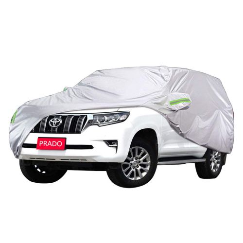  Djyyh Fully Waterproof Breathable SUV Car Cover - Cotton Lined - Heavy Duty - Silver (Medium- for Toyota Prado) (Size : 2016)